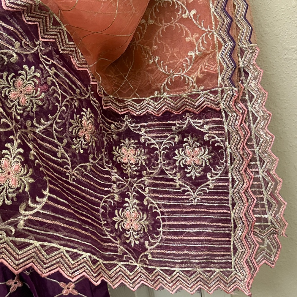 Pakistani Indian — Deep Purple Embroidered Salwar Kameez Custom Stictched #830 - Picture 9 of 10